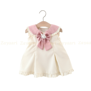Foreign Trade Girls Summer dress Korean Solid Colour Carto Rabbit Collar Bow Vic Dress Western Style Princess Dress