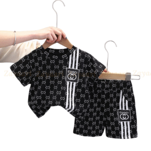 Boys' Suits Are Handsome 2025 New Style Summer Clothes for Small and Medium-Sized Kidsren, Baby Boys' Summer Short-Sleeved Shorts Two-Piece Set