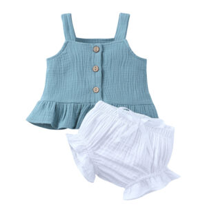 Kids Tales children's clothing summer Amazon baby cotton and linen sling girl set baby girl set